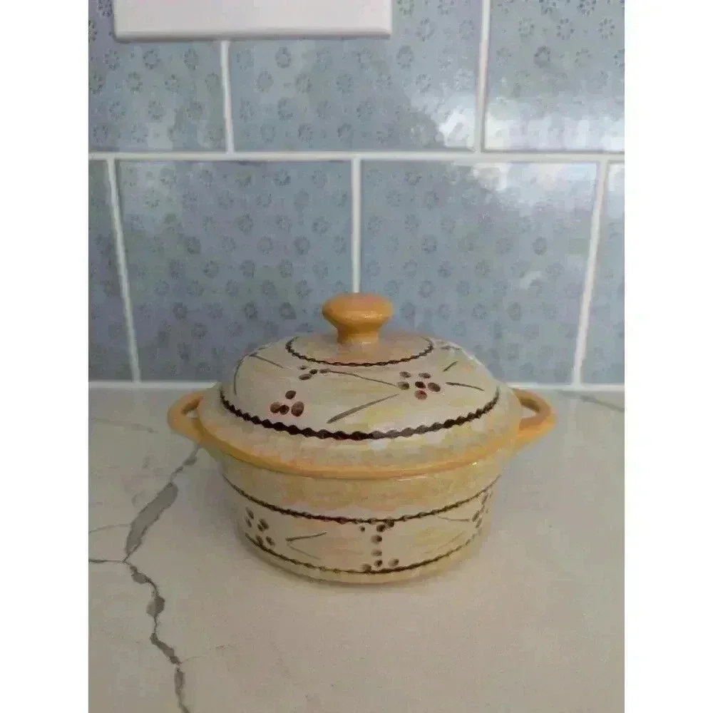 Temp-tations Old World Yellow Mini Individual Covered Casserole 10 oz Vintage